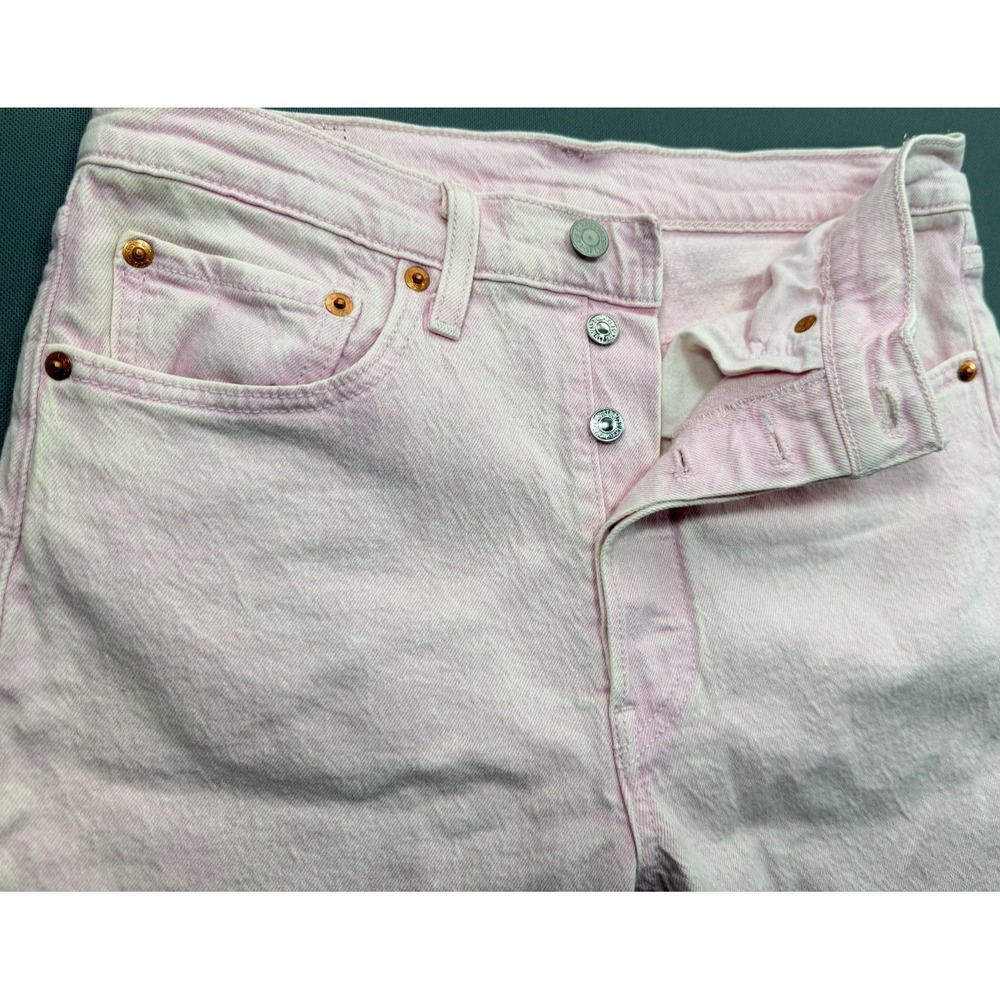 Levi's 501 S Women's 27x30 Pastel Pink High Rise Skinny Raw Hem Denim Jeans